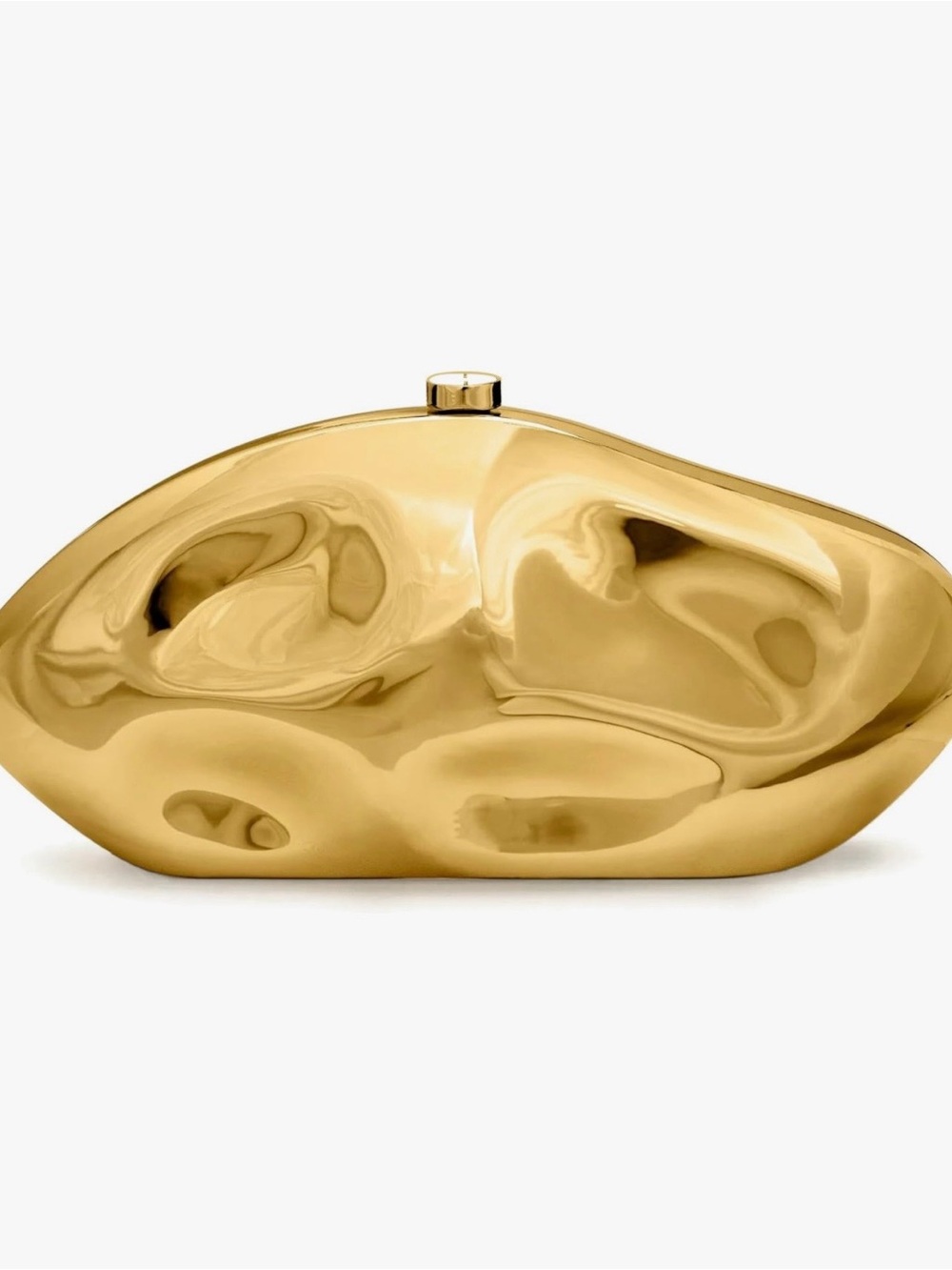 Gold Sculpted Hardcase Clutch - Unbranded